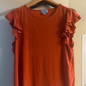 CeCe Orange Ruffle Sleeve Tank Top